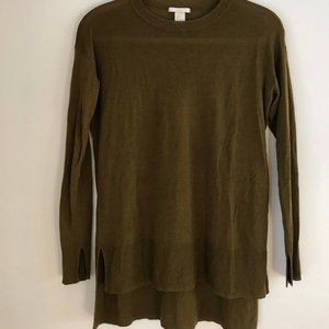 H&M Olive High-Low Knit Tunic Top with Side Slits